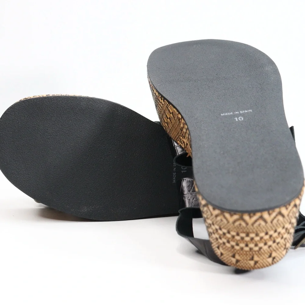 NIB Free People Amor Black/ Gold Flatform Women’s Sandals with Buckle Size 10 - Picture 10 of 16